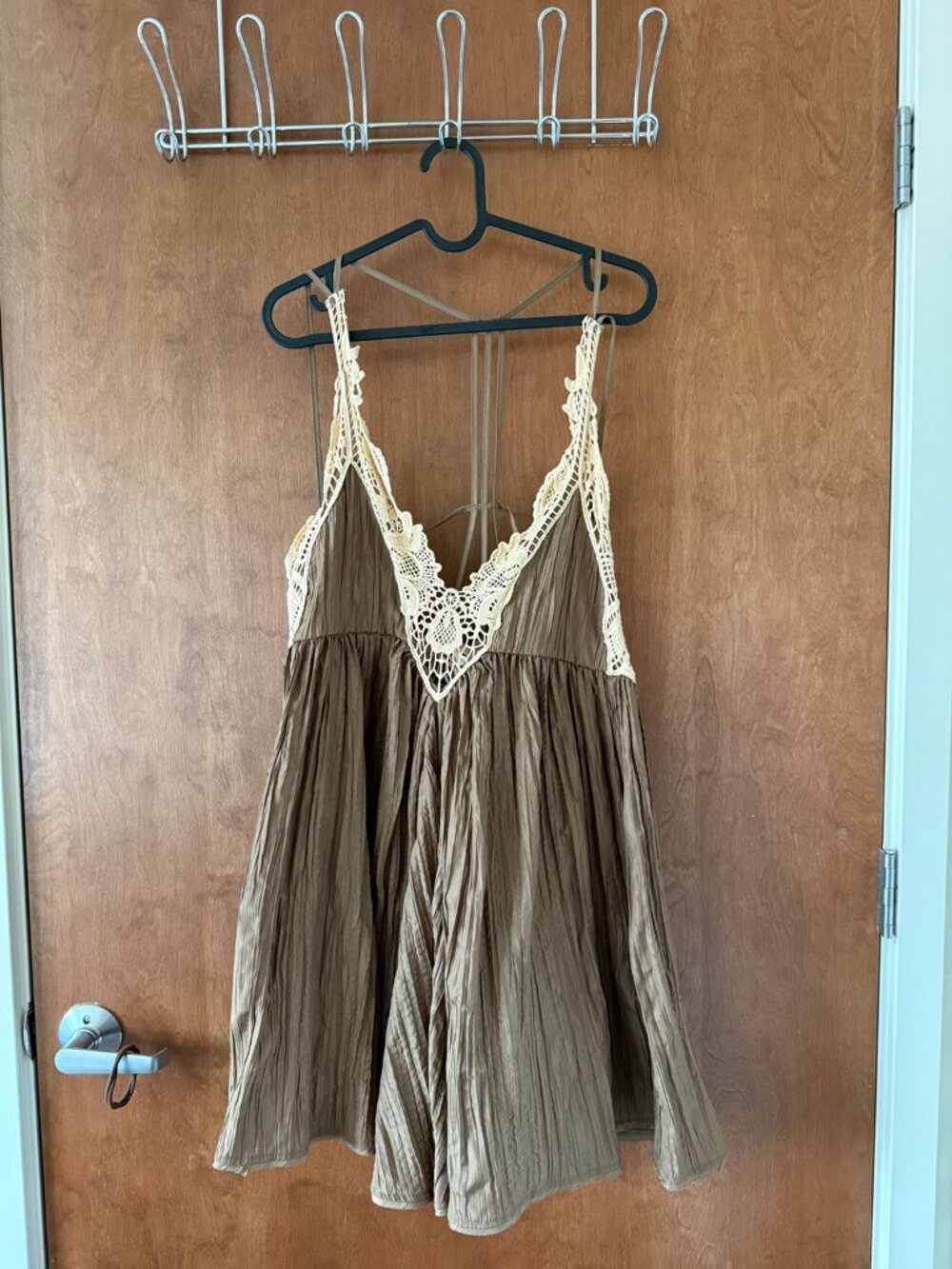 Free People Taupe Crochet Open Back Boho Sundress M